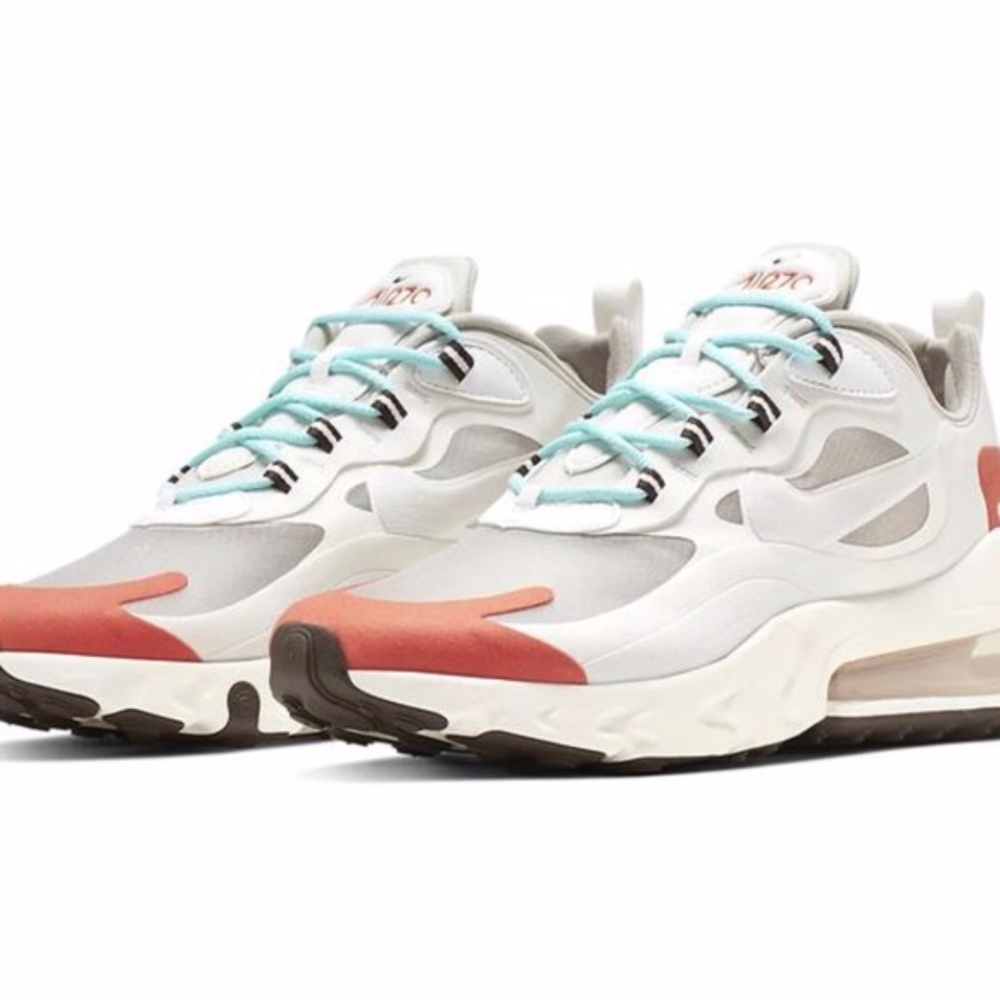 Nike Women's Air Max 270 React White Orange 7.5